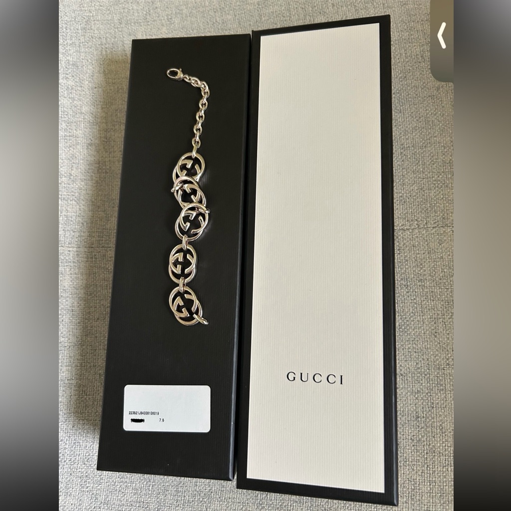 Gucci Sterling Silver Logo Bracelet